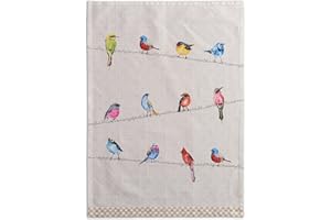 Maison d' Hermine Birdies On Wire 100% Cotton Set of 2 Kitchen Towels, 20 - inch by 27.5 - inch.