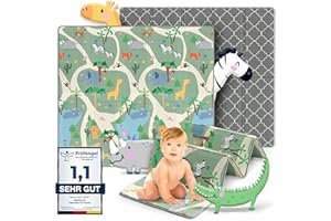 MAPALOU Krabbelmatte Spielmatte für Baby & Kinder Faltbar & Schadstofffrei 180 x 200cm | Kinderzimmer Spielteppich Play Mat Babymatte Bodenmatte | Tragbar & Wasserdicht für Innen & Outdoor