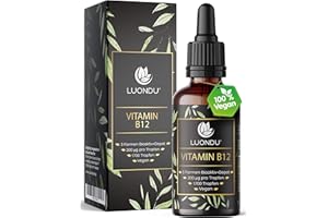 ‎LUONDU Vitamin B12 Tropfen hochdosiert, Vegan & alkoholfrei 50ml 1700 Tropfen flüssig 3 Formen Aktiv + Depot (Adenosyl- & Methylcobalamin Hydroxocobalamin)