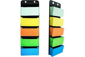 Youngever Wall Organiser Wall Hanging Organiser, 5 Assorted Color Pockets