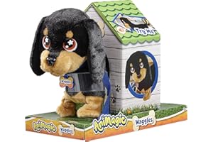 Animagic- Waggles, mi Perrito Salchicha Mascota Que ladra y anda, 3 años o más, Color Negro - marrón, Talla Única (256655)