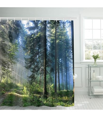 Bambus-Duschvorhang – 180 X 180 Cm, Wasserdichtes Polyester, Zen-Design Mit 12 Haken