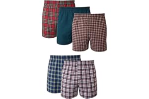 Hanes Bielizna bokserska bez metki, odsłonięty pasek, dostępne wiele opakowań Mężczyźni Tagless Boxer Underwear, Exposed Waistband, Multi-packs Available (5 w zestawie)