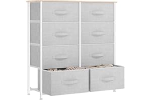 YITAHOME Cajonera de Tela, Cómoda de Tela, Unidad de Almacenamiento de Tela, con 8 cajones Extraíbles, Cómoda de para Sala de Estar, Dormitorio, habitación Infantil, Gris Claro