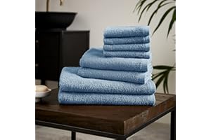 Catherine Lansfield Szybkoschnący bawełniany 8-częściowy zestaw ręczników niebieski