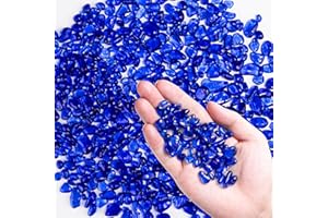 MESCHETT Colorful Glass Stones, 0.44 KG Fish Tank Gravel, Small Irregular Rainbow Aquarium Gravel for Aquarium Decorations and Turtle Tank , Sea Glass Beads Crystals for Fish Bowl, Vase Filler,Cobalt Blue