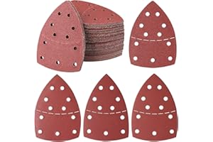 PMIQSA 100 Stück Deltaschleifer Schleifpapier Klett Schleifdreiecke Schleifpads 152x105mm 40/80/120/240/400 Körnung Multischleifer Schleifpapier für Holz Beton Metal Dreieckschleifer