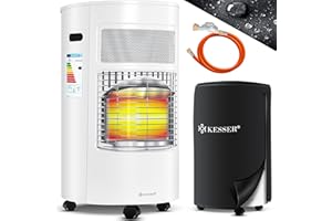 KESSER® Chauffage à gaz avec régulateur de pression de gaz et housse de protection - 4200 W en céramique - Chauffage à gaz - Brûleur en céramique infrarouge - Bouteilles de butane ou de gaz propane