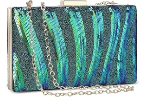 BAIGIO Pochette Donna Clutch Cerimonia Borsa da Sera con Glitter Borse a Tracolla Piccolo, Con Catena Crossbody Busta Elegante Cocktail Festa Nuziale Borsetta