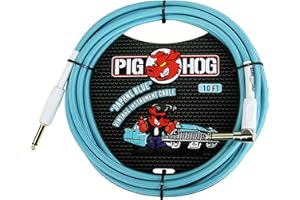Pig Hog Vintage Serie Instrumentenkabel, Daphne Blue, 3m/10ft, 6.35 (1/4”) auf 6.35 (1/4”), Hochwertige Qualität, Gewebt, Winkelstecker