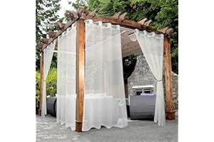 BONZER Durchsichtige Outdoor-Vorhänge für Terrasse, wasserdicht, 2 Paneele, Ösen, Innenbereich, Voile, durchsichtige Vorhänge für Wohnzimmer, Schlafzimmer, Veranda, Pergola, Cabana, 137,2 x 213,4 cm,