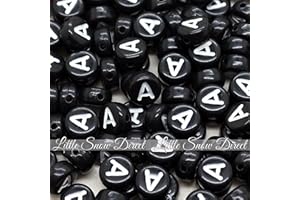 Little Snow Direct 100pcs 7mm Acrylic Letter Coin Beads A - Z Disc Alphabet Beads - A, Black