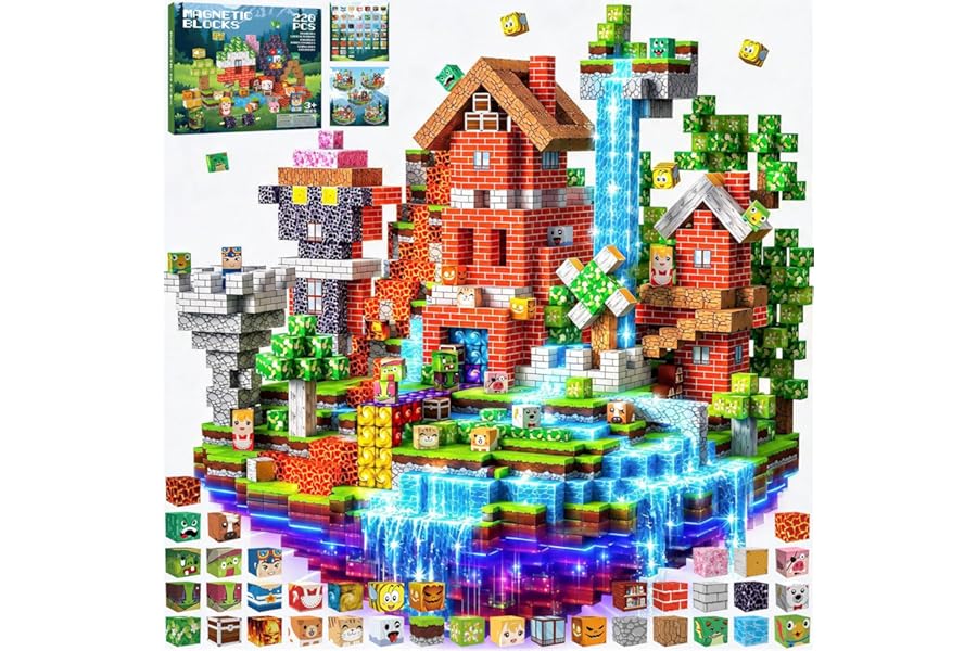 Crifeton Costruzioni Magnetiche per Bambini 220 PCS 2CM 3+ Giochi Cubi Magnetici, Building Blocks Giocattoli Montessori a Partire da 3 4 5 6 7 8 9 10 11 12 Anni Regali di Compleanno per Ragazzi