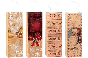 TSI Torebki na prezenty z papieru typu kraft, Boże Narodzenie, opakowanie 12 sztuk, rozmiar: butelka (wys. x szer. x gł. 36 x 12 x 8 cm), nr art. 88291