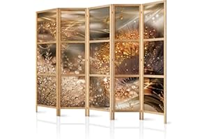 ‎MURANDO murando - Paravent XXL Pusteblume Abstrakt 225x171 cm 5-teilig einseitig eleganter Sichtschutz Raumteiler Trennwand Raumtrenner Holz Design Motiv Deko Home Office Japan