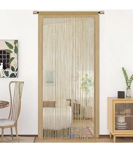Tenda A Fili Laminata Glitterata Celeste 150x300 Cm - Millefili Per Porte E Finestre, Interno/esterno