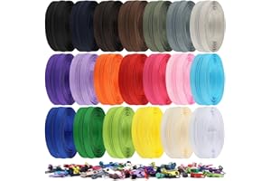 DOITEM Lot de 20 Fermetures éclair en Nylon #3 de 56 m de Couleurs Assorties avec 80 Curseurs de Fermeture éclair pour Bricolage, Couture, Loisirs Créatifs