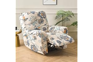CAMZ 4 Pieces Stretch Recliner Sofa Slipcovers, Print Large Recliner Chair Slipcovers Non Slip Armchair Reclining Furniture Protector Sofa Cover with Pocket (I)
