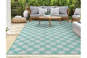 homeart Outdoor Rugs | Easy-Cleaning Indoor & Outdoor Area Rugs for Porch, Deck, Balcony, Garden, Picnic, Kitchen, Hallway | UV & Weather-Resistant Large Patio Rug Mats | Aqua Cream, 180 x 270 cm