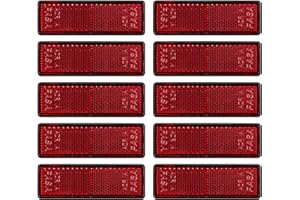 Yinaolan 10 Pack Red Self Adhesive Rectangular Reflectors, ADR Approval Road Safety Stick-on Rear Reflectors for Trailer Caravan Truck Lorry or Agricultural Machines