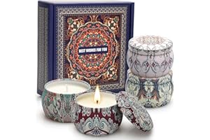 YINUO LIGHT Cadeau Bougie Parfumées 4 Pièces, 500g Ensemble de Bougies Parfumées, Cadeau de Soulagement du Stress pour Femmes Cadeau pour Anniversaire, Cadeau Maman Cadeau Soulagement, Bain, Yoga