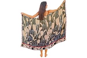 MANDALA LIFE ART Pareo Da Spiaggia Donna Lungo Grande Cottone Nappa Sarong Boho Xxl Copricostume Mare Bikibi Cover Up Tunica Sclarpa Gonna Decorazione Murale Arazzo Da Parete 180X120Cm Rayon Fatto In India