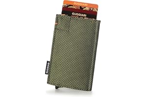GUGGIARI® Tarjetero Hombre - Cartera Tarjetero Hombre con Monedero y Bolsillo Cortesía con Cierre Magnético -Tarjetero RFID de Aluminio - Carbon Green