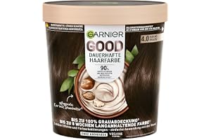 Garnier GOOD permanent hårfärg 4.0 kakao brun – färg utan ammoniak, upp till 100% grå täckning, 1 st.