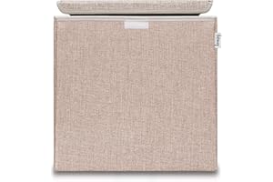 LIFENEY Aufbewahrungsbox mit Deckel in Hellgrau I Faltbare Spielzeugbox passend für Würfelregale I Ordnungsbox für das Kinderzimmer I Aufbewahrungskorb Kinder