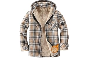 CSYX Damen Sweatjacke Karierte Fleecejacke Gefüttert Winterjacke Warme Zipper Hoodie Plüschjacke mit Kapuze Sherpa Teddy Jacke Kapuzenjacke Übergangsjacke Große Größen mit Taschen Flauschig Sweatshirt