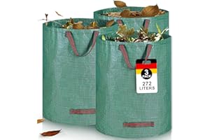 ETIEVORT 3X Sacchi Giardinaggio con Maniglie 272L in Polipropilene (PP) Robusto Sacchi per Rifiuti da Giardino, Idrorepellente Riutilizzabile Sacchi Giardinaggio Pieghevole