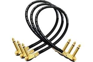 WORLDS BEST CABLES 3 unità da Xke pro-grade – 45,7 cm (45 cm) – Qualità premium, multi – schermato effetti per chitarra e basso, con strumento cavo patch – Premium oro placcato ¼ "(6.35 mm), ad angolo retto connettori tipo TS pancake