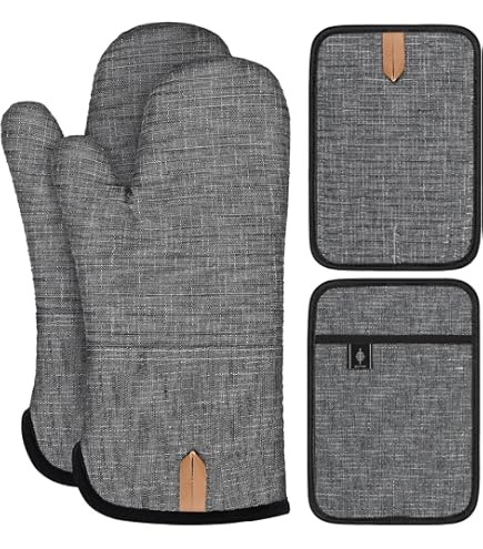6 stuks pannenlappen voor keuken, katoenen keuken hot pads, hittebestendige ovenwanten en pannenlappen sets (kaki geruit, 6
