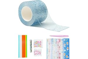 KAVI' S Nano Tape Bubbles Set, Nano Tape Bubbles DIY Creative Blow Bubbles Ruban adhésif double face avec paillettes et gonfleur, pour Bulles, Traceless Adhesive Tape, Bubble DIY Craft Kit (Bleu)