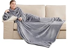 Bedsure Wearable Blanket with Sleeves Women - Warm Fleece Blanket as Gifts for Her, Cosy TV Blankets with Front Pocket for Ad