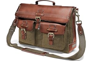 DRAKENSBERG Sac de messager - Sac à bandoulière et porte-documents, DIN A4, homme, fait main durable, rétro, toile, cuir