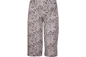 PURPLE HANGER Womens Plus Size Floral Spot Paisley Print Ladies Stretch Elasticated Waist Wide Leg Culottes Shorts
