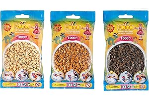 Happy Price Toys Midi Bügelperlen Kon-21, 3 Farben (Beige, Hellbraun, Braun), Kunststoff, Rund, Beads, 3 Design Vorlagen