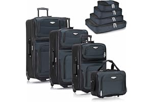 Travel Select Amsterdam - Equipaje Vertical Extensible con Ruedas, Navy, 8-Piece Set, Juego de 2 Piezas