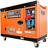 DeTec. Generatore diesel a 3 fasi, 5500 Watt, corrente ad alta potenza, 1 cilindro, generatore di corrente mobile, 2 x 230 V 