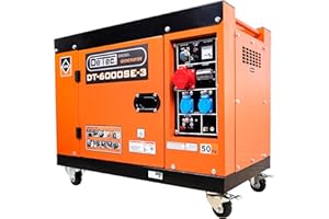 ‎DETEC. DeTec. Diesel Generator 3 Phasen 5500 Watt Starkstrom I 1-Zylinder Diesel Motor Stromgenerator Diesel I mobiler 3 Phasen Stromerzeuger Aggregat I 2x 230V und 1x 400V Notstromaggregat mit E-Start