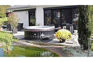 HEGEHOF Energiesparende Whirlpool Unterlage für aufblasbare Whirlpools bis 204cm Durchmesser, Thermoisolierung als Bodenschutzmatte und Unterlage in Carbon Black und Shining White, 204cm x 204cm x 3,5cm