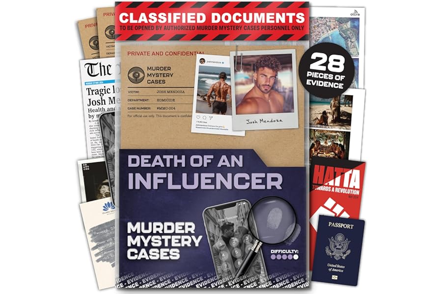 MMC Death of an Influencer – Thrilling Murder Mystery Games for Adults in Bali Paradise – 28 Realistic Evidence Pieces, 150 Min Gameplay (3.5/5 Difficulty) – Cold Case Files Game for 1-10 Players
