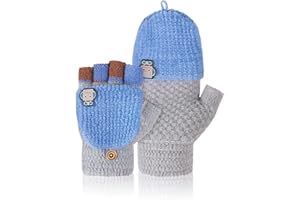 Becellen Guanti Bambini Invernali, Guanti senza Dita Magici Caldi Termici Guanti a Maglia per 5-11 anni Ragazza Ragazzo