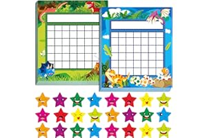 GETHELUD 66 Pack Teacher Incentive Reward Chart Dinosaur World with 2024 Star Stickers