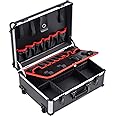 Meister 9095080 Empty Tool Trolley - 460 x 350 x 190 mm - With Wheels - Individual Compartment Division - 15 Tool Bags - With Elastic Bands - 15 kg Load Capacity - Sturdy Aluminium Case/Tool Box
