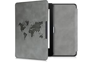 KWMobile Protective Cover kompatybilna z Amazon Kindle Paperwhite (10. generacji - 2018) - Case of Syntetic Leather Ereader - Zarys Travel Grey