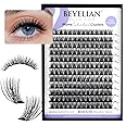 BEYELIAN Cluster Lashes, C Curl Individual Lashes, 168 Pcs Cluster Eyelash Extensions 0.07mm 10-16mm Mixed DIY Lash Clusters Reusable Super Thin Black Band Eyelashes at Home (Twin Flowers)