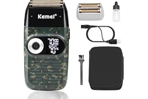KEMEI Rasoir à grille pour homme Rasoir électrique pour tête chauve Shaver Homme sans fil avec affichage LED Cadeau pour la fête des pères