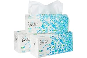 Presto! 2 Ply Facial Tissue Soft Pack, 100% natural virgin paper - Pack of 3 (200 Pulls Per Box, 600 Sheets)